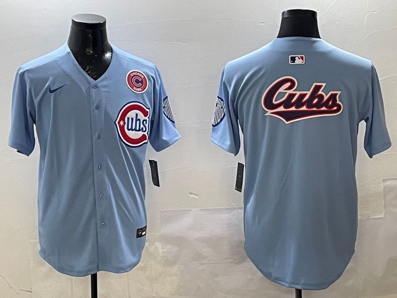 Men Chicago Cubs Blank Light Blue Throwback Fashion 2025 Nike MLB Jersey style 4